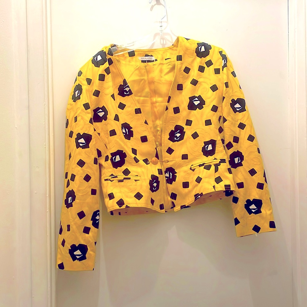 230 Vintage 80s Cropped Blazer Yellow Size M Regent Street